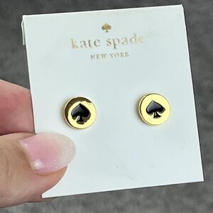 Kate Spade New York Earrings Spot The Spade Studs Gold Tone Black Womens Jewelry